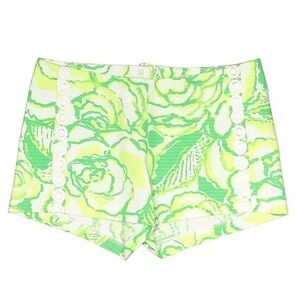 Lilly Pulitzer Liza Shorts Size 4 Resort White Heart Breakers Green White